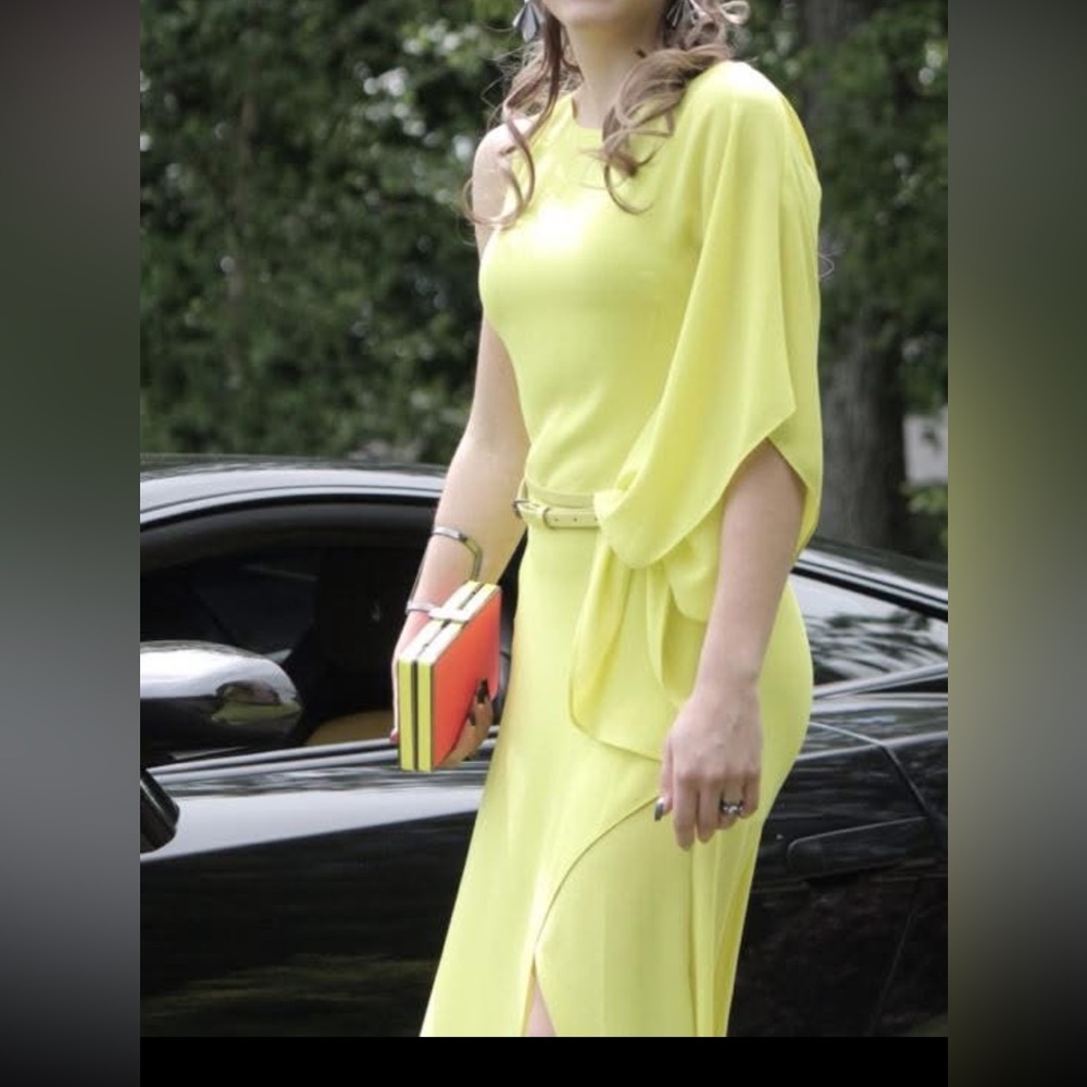 BCBGMaxAzria Vibrant Yellow One-Shoulder Dress